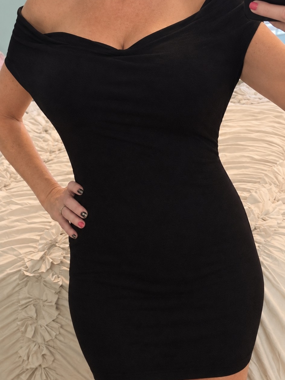Source Unknown Black One-Shoulder Bodycon Dress